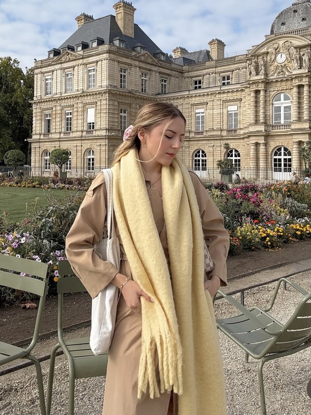 Oversized Scarf - Mustard Yellow (wash damage)